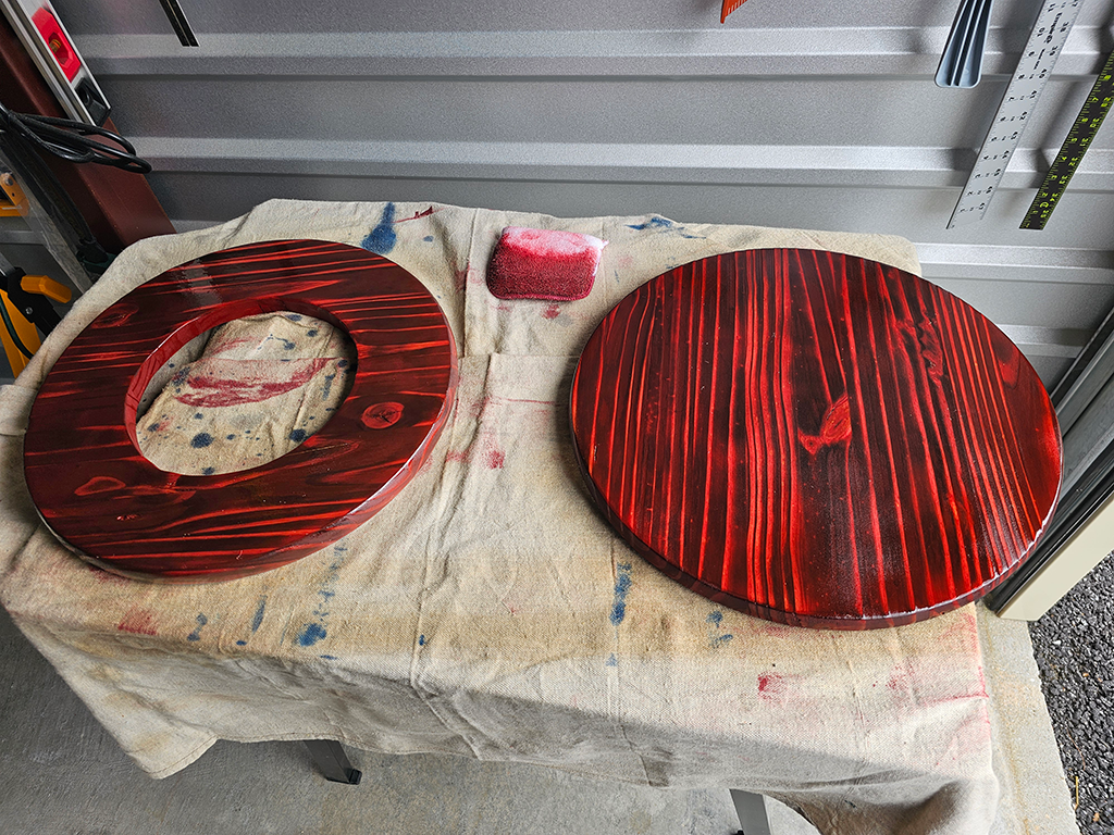 Tiki Table Top and Base Cut, Torched, and Stained